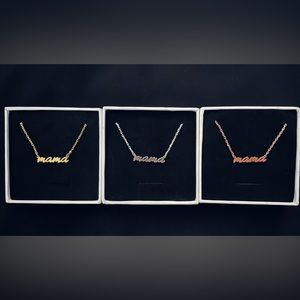 Mama Necklace Trio in Gold, Silver, and Rose Gold; New in Gift Boxes